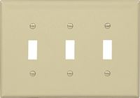 Eaton PJ3V Wallplate, 7-1/4 in L, 6 in W, 3-Gang, Polycarbonate, Ivory, High-Gloss, Pack of 15