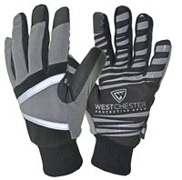 West Chester 96650/L Winter Gloves, L, 10-3/8 in L, Reinforced, Wing Thumb, Hook and Loop, Wrist Strap Cuff, Black/Gray