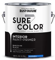 Rust-Oleum Sure Color 380218 Interior Wall Paint, Eggshell, Black, 1 gal, Can, 400 sq-ft Coverage Area, Pack of 2