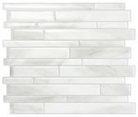 Smart Tiles Mosaik Series SM1119G-04-QG Wall Tile, 11.55 in L Tile, 9.63 in W Tile, Milano Massa Pattern, Gray/White  6 Pack
