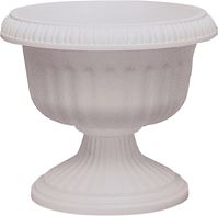 Southern Patio UR1212WH Urn Planter, 10-1/2 in H, 11.88 in W, 11.88 in D, Plastic, White 