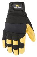 Wells Lamont 3210-M Adjustable Work Gloves, Mens, M, Spandex Back, Black/Gold/Yellow 