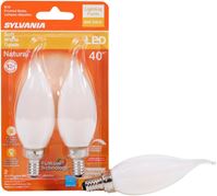 Sylvania 40779 Natural LED Bulb, Decorative, B10 Bent Tip Lamp, 40 W Equivalent, E12 Lamp Base, Dimmable, Frosted 
