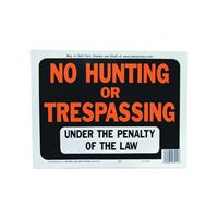 Hy-Ko Hy-Glo Series 3011 Identification Sign, No Hunting/Trespassing, Fluorescent Orange Legend, Plastic, Pack of 10 