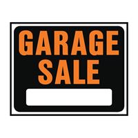 Hy-Ko Hy-Glo Series SP-110 Jumbo Identification Sign, Garage Sale, Fluorescent Orange Legend, Plastic, Pack of 5 