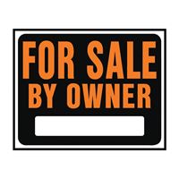 Hy-Ko Hy-Glo Series SP-101 Jumbo Identification Sign, For Sale By Owner, Fluorescent Orange Legend, Plastic, Pack of 5 