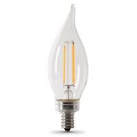 Feit Electric CFC40/927CA/FIL/6 LED Bulb, Decorative, Flame Tip Lamp, 40 W Equivalent, E12 Lamp Base, Dimmable, Pack of 4 