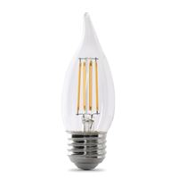 Feit Electric BPEFC40/927CA/FIL/2 LED Bulb, Decorative, Flame Tip Lamp, 40 W Equivalent, E26 Lamp Base, Dimmable, Clear, 2/PK 