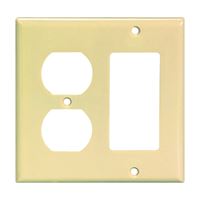 Eaton Wiring Devices 2157V-BOX Combination Wallplate, 4-1/2 in L, 4-9/16 in W, 2 -Gang, Thermoset, Ivory, Pack of 10 