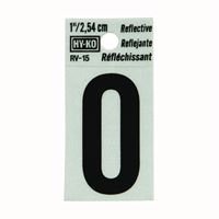 Hy-Ko RV-15/O Reflective Letter, Character: O, 1 in H Character, Black Character, Silver Background, Vinyl, Pack of 10 