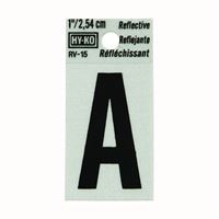 Hy-Ko RV-15/A Reflective Letter, Character: A, 1 in H Character, Black Character, Silver Background, Vinyl, Pack of 10 