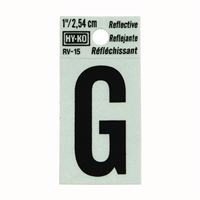 Hy-Ko RV-15/G Reflective Letter, Character: G, 1 in H Character, Black Character, Silver Background, Vinyl, Pack of 10 