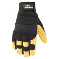 Wells Lamont 3210-XL Adjustable Work Gloves, Mens, XL, Spandex Back, Black/Gold/Yellow 