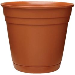 Southern Patio RN0612TC Planter with Saucer, 6 in Dia, Round, Poly Resin, Terra Cotta, Matte, Pack of 12 