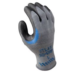 Showa 330M-08.RT Work Gloves, M, Reinforced Crotch Thumb, Knit Wrist Cuff, Natural Rubber Coating, Black/Gray 
