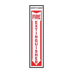 Hy-Ko FE-1 Safety Sign, Fire Extinguisher, Red Legend, Vinyl, 4 in W x 18 in H Dimensions 