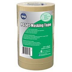 IPG PG505.121R Masking Tape, 60 yd L, 0.94 in W, Paper Backing, Beige 