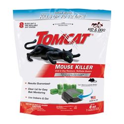 Tomcat 0372010 Mouse Bait Station Refill, 8-1/4 in W, 8.5 in H, 8 oz Bait, Plastic, Black 