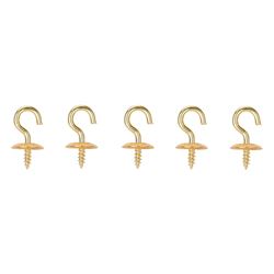 ProSource Cup Hook, 3/16 in Opening, 2.5 mm Thread, 3/4 in L, Brass, Brass 