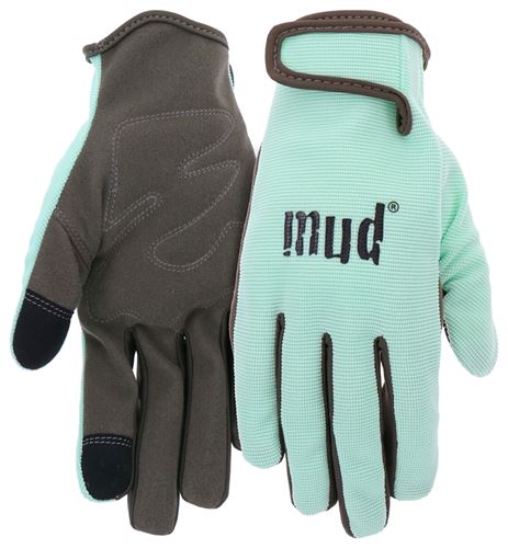 mud MD51001MT-W-ML Garden Gloves, Women's, M/L, Hook and Loop Cuff, Spandex/Synthetic Leather, Mint
