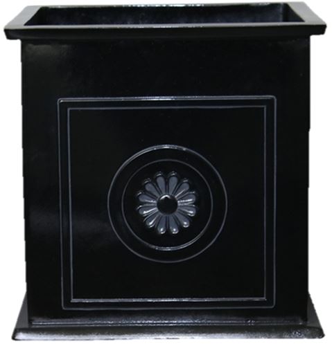 Southern Patio Colony Square CMX-042426 Planter, 16 in W, 16 in D, Square, Floral Medallions Design, Black, Gloss