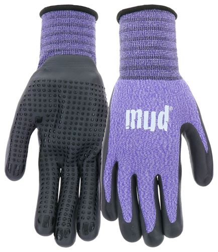 mud MD31011V-W-SM Coated Gloves, Women's, S/M, Knit Cuff, Nitrile Coating, Violet