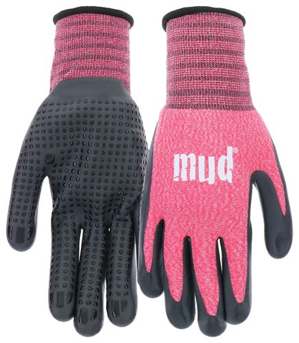 mud MD31011W-W-SM Coated Gloves, Women's, S/M, Nitrile Coating, Watermelon