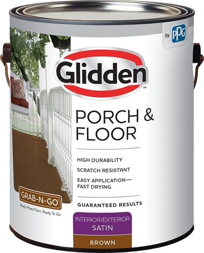Glidden 3031F Paint and Primer, Satin, Brown, 1 gal  4 Pack