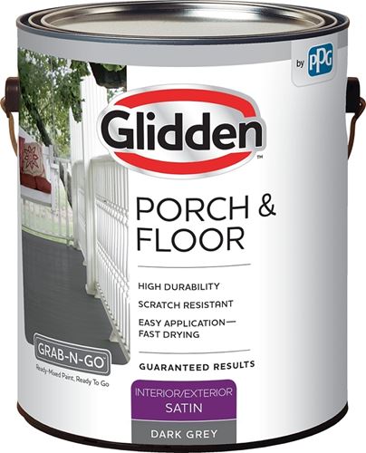 Glidden 3032F Paint and Primer, Satin, Dark Gray, 1 gal  4 Pack