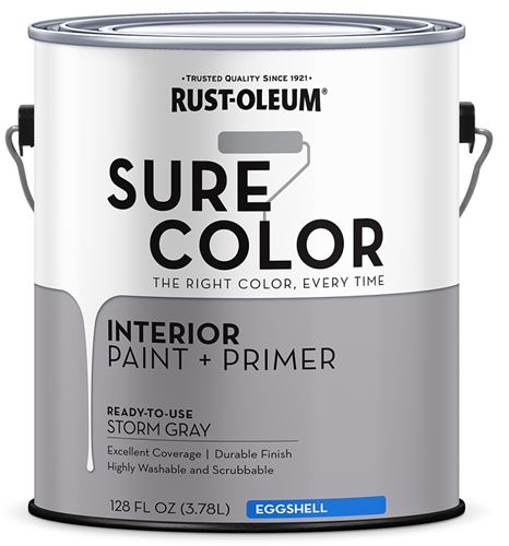 RUST-OLEUM Sure Color 380224 Interior Wall Paint, Eggshell Sheen, Stone Gray, 1 gal, Can, 400 sq-ft Coverage Area  2 Pack