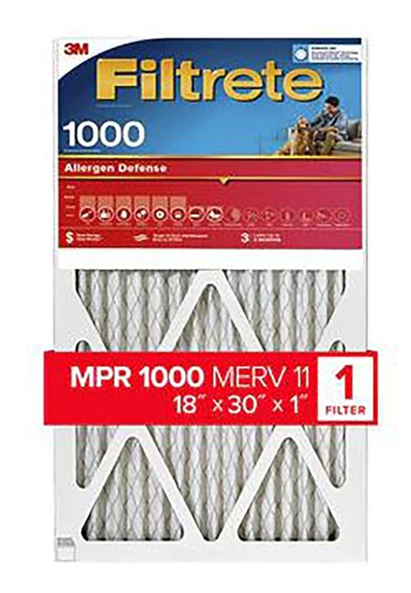 Filtrete AL28-4 Air Filter, 18 in L, 30 in W, 11 MERV, 1000 MPR, Polypropylene Frame  4 Pack