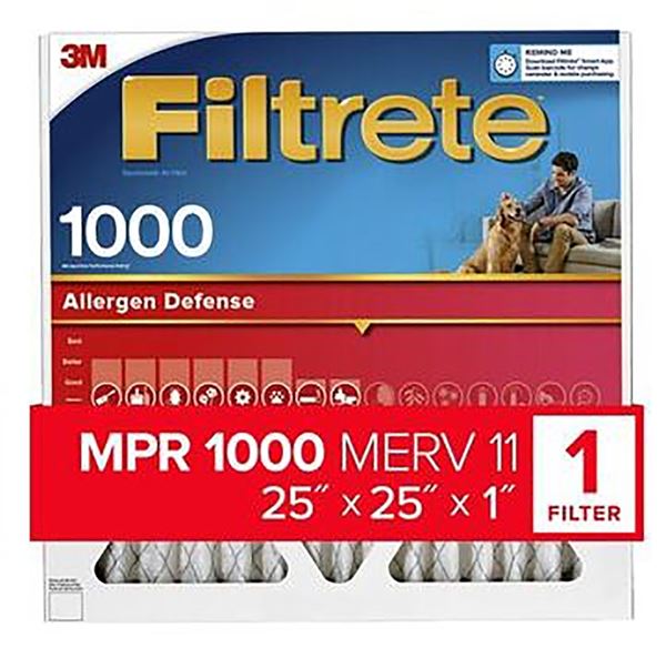 Filtrete AL15-4 Air Filter, 25 in L, 25 in W, 11 MERV, 1000 MPR, Polypropylene Frame  4 Pack