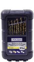 Vulcan 211990OR Drill Bit Set, 21-Piece, High Speed Steel/Titanium Nitride, Bright Yellow 