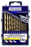 Vulcan 211560OR Carded Drill Bit Set, 13-Piece, High Speed Steel/Titanium Nitride, Bright Yellow 