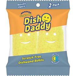 Scrub Daddy Dish Daddy Non-Scratch Dishwand Scrubber Refill For Multi-Purpose 2 pk 