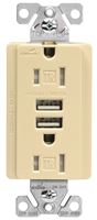 Eaton TR7755V-K-L Receptacle, 15 A, 125 V, 2-USB Port, NEMA: NEMA 5-15R, Ivory 