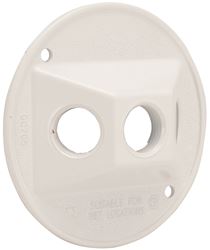 BELL 5197-6 Electrical Box Cover, 4-1/8 in Dia, 1.094 in L, Round, Aluminum, White, Powder-Coated 
