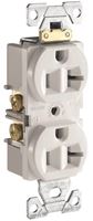 Eaton Cooper Wiring CR20W Duplex Receptacle, 2 -Pole, 20 A, 125 V, Side Wiring, NEMA: 5-20R, White 