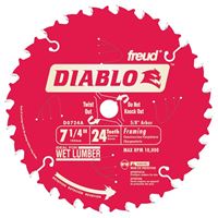 Diablo D0724A Circular Saw Blade, 7-1/4 in Dia, 5/8 in Arbor, 24-Teeth, Carbide Cutting Edge 10 Pack