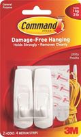 Command 17001CS Clip Strip, 0.46 in Thick, Plastic Backing, White, 3 lb 