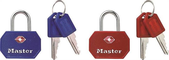 Master Lock 4681TBLK Luggage Lock, Keyed Alike Key, 3/32 in Dia Shackle, Steel Shackle, Steel Body, 1-1/4 in W Body 