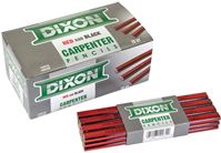 Dixon Ticonderoga 19972 Carpenter Pencil, Black/Red, 7 in L, Wood Barrel, Red Barrel, Pack of 12 