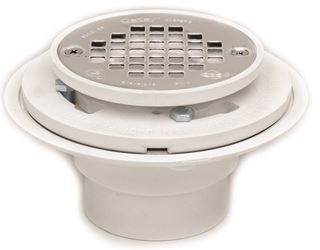 Oatey 42263 Low-Profile Shower Drain with Ring, PVC, Polished Stainless Steel, For: 2 in Pipe 