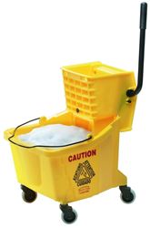 Rubbermaid FG758021YEL Mop Wringer Bucket With Wheels, 35 qt Capacity, Plastic Bucket/Pail, Yellow 
