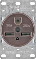 Arrow Hart 1234-BOX Power Receptacle, 2 -Pole, 250 V, 30 A, NEMA: NEMA 6-30R, Brown 