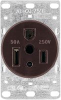 Eaton Cooper Wiring 1254-BOX Power Receptacle, 2 -Pole, 250 V, 50 A, NEMA: NEMA 6-50R, Brown 