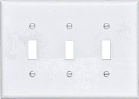 WALL PLATE 3GANG TGL MID WHITE 15 Pack 