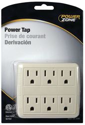 PowerZone OR801011 Outlet Tap, 125 V, 6 -Outlet, White 