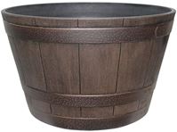 Southern Patio HDR-055433 Planter, 9.1 in H, 15.4 in W, 15.4 in D, Whiskey Barrel Design, Resin, Kentucky Walnut 