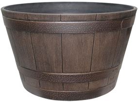 Southern Patio HDR-055433 Planter, 15.4 in W, 15.4 in D, Whiskey Barrel Design, Resin, Kentucky Walnut